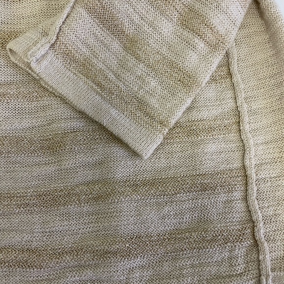 NWT Chico's 3 (XL) Beige Glitzy Stripe Peyote Champagne Pullover Sweater 79984 - Picture 6 of 12